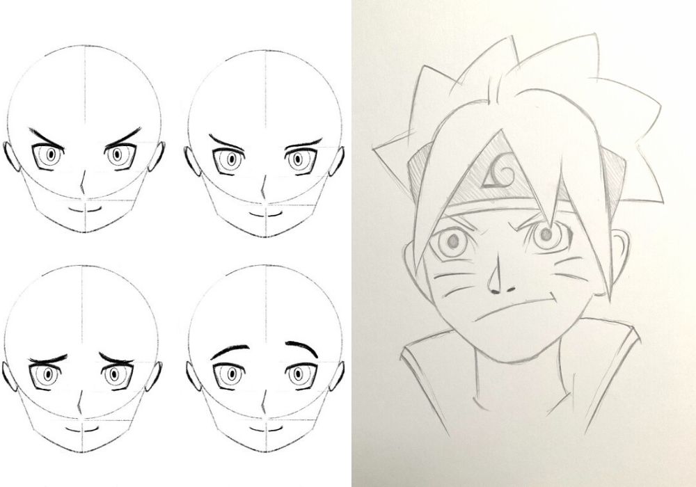 como desenhar rosto de anime feminino